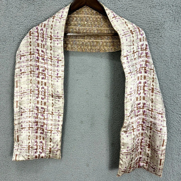 Amet & ladoue Scarf Floral‎ Mixed Media Silk Blend 3D Rosette Embroidered Boho - Picture 2 of 5